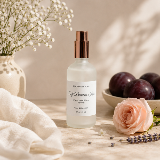Soft Becomes Her | Cashmere Plum Room & Linen Mist